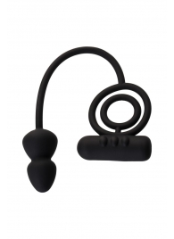 Чёрное эрекционное кольцо с вибропулькой и анальным хвостом - Erotist Adult Toys - в Реутове купить с доставкой