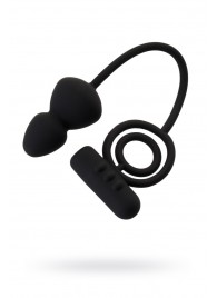 Чёрное эрекционное кольцо с вибростимулятором и анальным хвостом - Erotist Adult Toys - в Реутове купить с доставкой