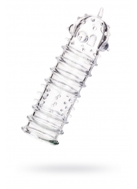 Прозрачная насадка на пенис TOYFA A-Toys с ребрами и точками - 15,3 см. - A-toys - в Реутове купить с доставкой