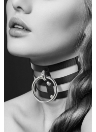 Чёрный тройной чокер с большим кольцом - Bijoux Pour Toi - купить с доставкой в Реутове