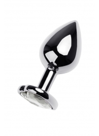 Серебристая анальная пробка с прозрачным кристаллом-сердцем - 8 см. - ToyFa - купить с доставкой в Реутове