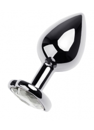 Серебристая анальная пробка с прозрачным кристаллом-сердцем - 8 см. - ToyFa - купить с доставкой в Реутове