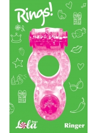 Розовое эрекционное кольцо с вибрацией Rings Ringer - Lola Games - в Реутове купить с доставкой