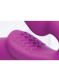 Ярко-розовый безремневой вибрострапон Evoke Vibrating Strapless Silicone Strap-on Dildo - XR Brands - купить с доставкой в Реутове