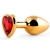 Золотистая анальная пробка с красным стразом-сердечком - 8 см. - Anal Jewelry Plug - купить с доставкой в Реутове
