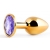 Золотистая анальная пробка с фиолетовым стразом - 7,2 см. - Anal Jewelry Plug - купить с доставкой в Реутове