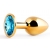 Золотистая анальная пробка с голубым стразом - 7,2 см. - Anal Jewelry Plug - купить с доставкой в Реутове