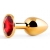 Золотистая анальная пробка с красным стразом - 7,2 см. - Anal Jewelry Plug - купить с доставкой в Реутове