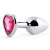 Серебристая анальная пробка с розовым кристаллом-сердечком - 7 см. - Anal Jewelry Plug - купить с доставкой в Реутове