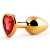 Золотистая анальная пробка с красным стразом-сердечком - 7 см. - Anal Jewelry Plug - купить с доставкой в Реутове