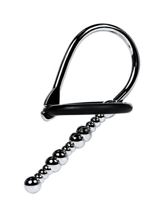 Серебристый уретральный плаг-бусины TOYFA Metal с мягким фиксириющим кольцом - ToyFa - купить с доставкой в Реутове