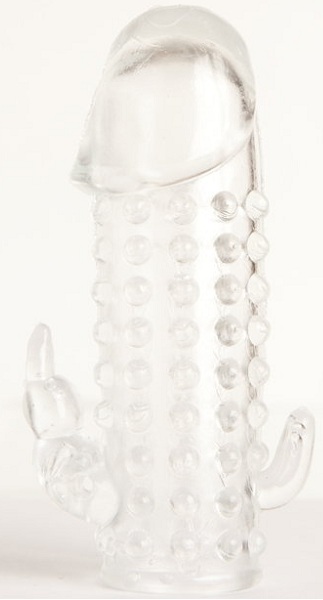 Гелевая прозрачная насадка с 2 отростками - 13 см. - Toyfa Basic - в Реутове купить с доставкой