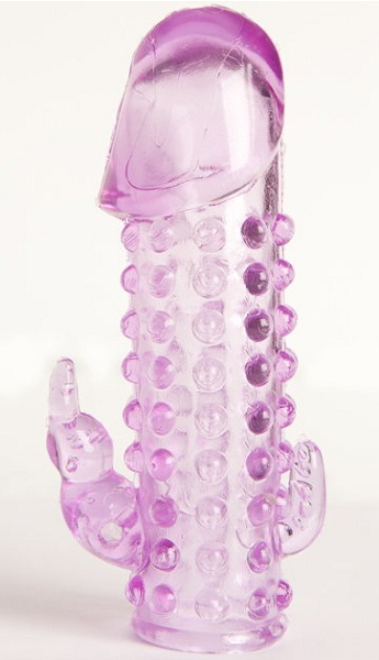 Закрытая фиолетовая насадка с 2 отростками - 13 см. - Toyfa Basic - в Реутове купить с доставкой