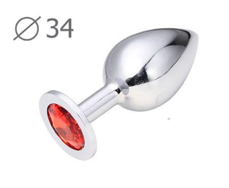 Коническая серебристая анальная втулка с красным кристаллом - 8,2 см. - Anal Jewelry Plug - купить с доставкой в Реутове