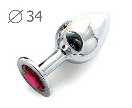 Коническая серебристая анальная втулка с малиновым кристаллом - 8,2 см. - Anal Jewelry Plug - купить с доставкой в Реутове