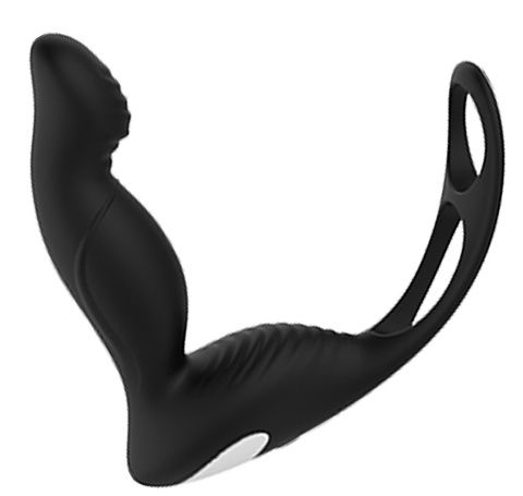 Черный вибромассажер простаты P-PLEASER W ERECTION ENHANCE - Dream Toys - в Реутове купить с доставкой