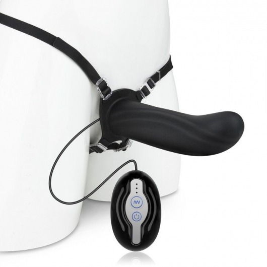 Черный страпон с вибратором Mojo Ghia - Seven Creations - купить с доставкой в Реутове