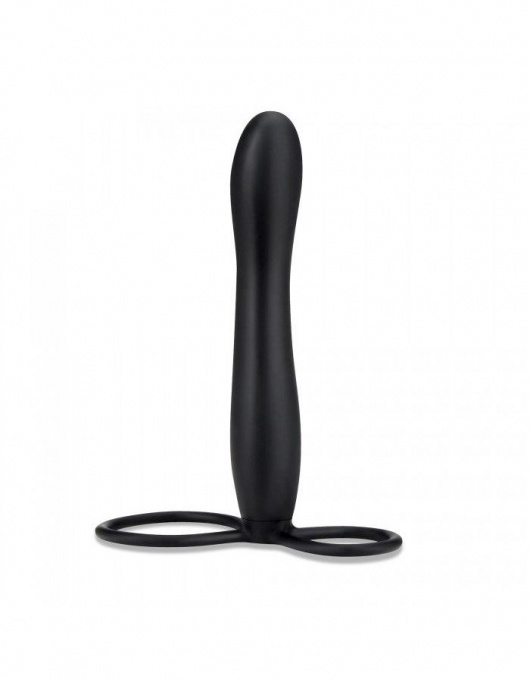 Черная насадка на пенис для двойной стимуляции Mojo BlackJack - 15 см. - Seven Creations - в Реутове купить с доставкой