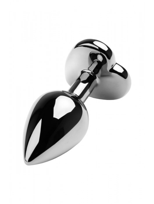 Серебристая коническая анальная пробка с красным кристаллом-сердечком - 7 см. - ToyFa - купить с доставкой в Реутове