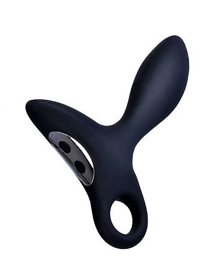 Черный силиконовый анальный вибромассажер Erokey с колечком-ограничителем - Erokay - в Реутове купить с доставкой