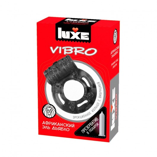Чёрное эрекционное виброкольцо Luxe VIBRO  Африканский Эль Дьябло  + презерватив - Luxe - в Реутове купить с доставкой
