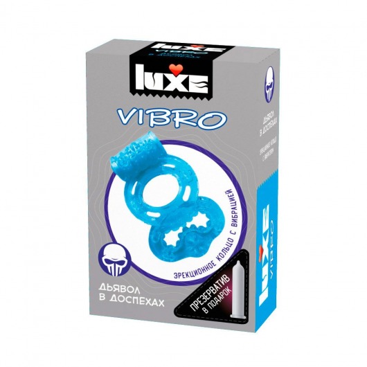 Голубое эрекционное виброкольцо Luxe VIBRO  Дьявол в доспехах  + презерватив - Luxe - в Реутове купить с доставкой