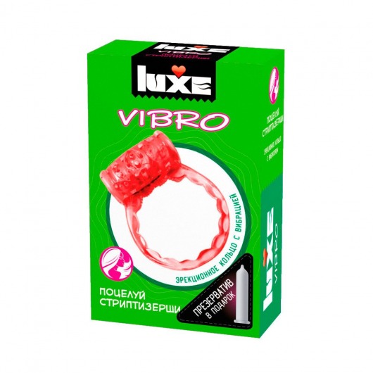 Розовое эрекционное виброкольцо Luxe VIBRO  Поцелуй стриптизёрши  + презерватив - Luxe - в Реутове купить с доставкой