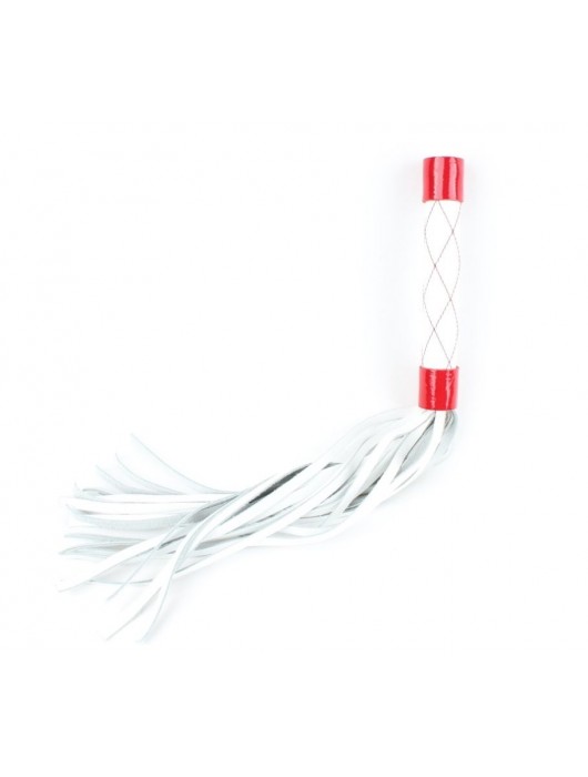 Бело-красная плеть средней длины с ручкой - 44 см. - БДСМ Арсенал - купить с доставкой в Реутове