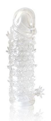 Закрытая прозрачная рельефная насадка Crystal sleeve - 13 см. - Erowoman-Eroman - в Реутове купить с доставкой