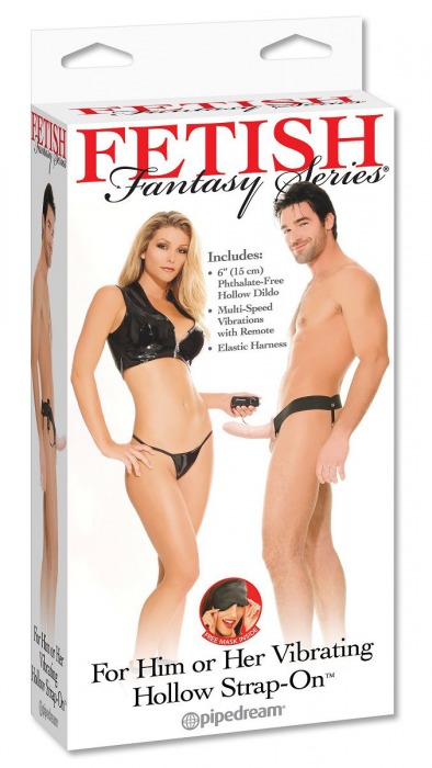 Полый страпон унисекс телесного цвета с вибрацией For Him or Her ​Vibrating Hollow Strap-On - 15 см. - Pipedream - купить с доставкой в Реутове
