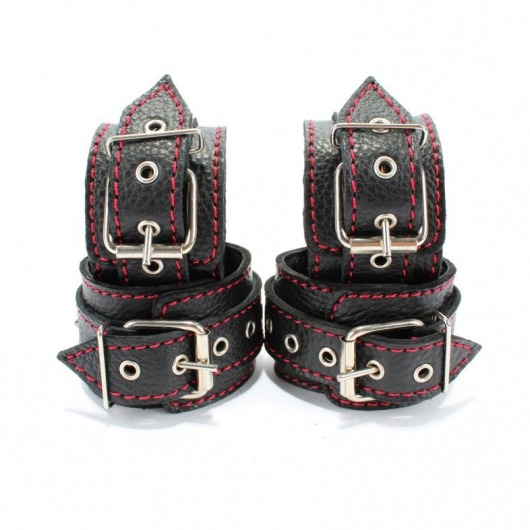 Черный бондажный набор с красной строчкой - БДСМ Арсенал - купить с доставкой в Реутове