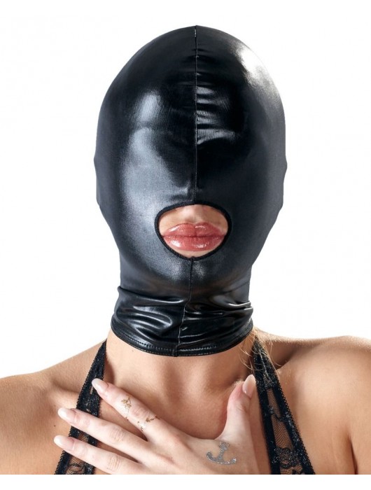Черная эластичная маска на голову с отверстием для рта - Orion - купить с доставкой в Реутове
