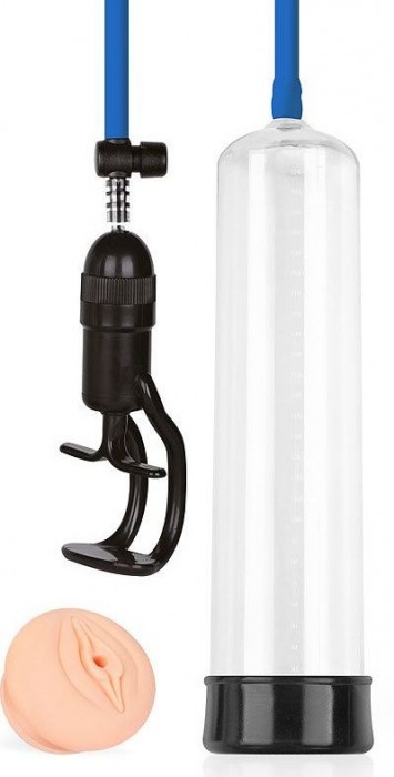 Прозрачная вакуумная помпа Sex Expert с насадкой-вагиной - Sex Expert - в Реутове купить с доставкой