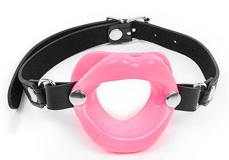 Розовый кляп-губки на черном ремешке - Notabu - купить с доставкой в Реутове