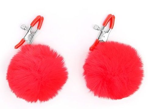 Зажимы для сосков с красным пушком - Notabu - купить с доставкой в Реутове