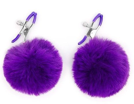 Зажимы для сосков с фиолетовым пушком - Notabu - купить с доставкой в Реутове