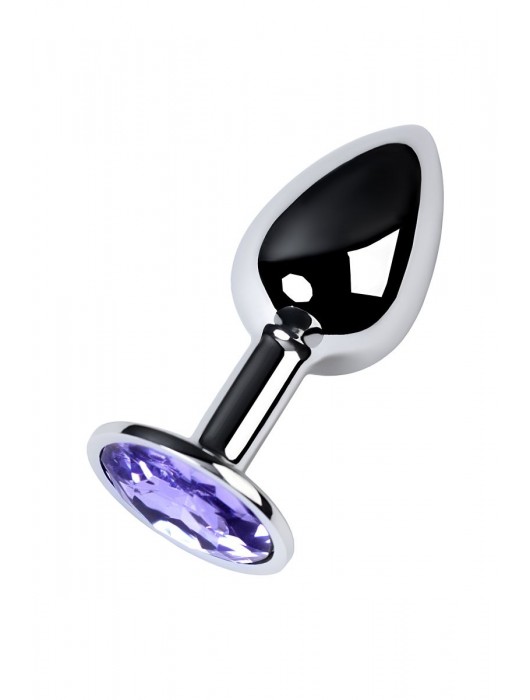 Серебристая конусовидная анальная пробка с фиолетовым кристаллом - 7 см. - ToyFa - купить с доставкой в Реутове