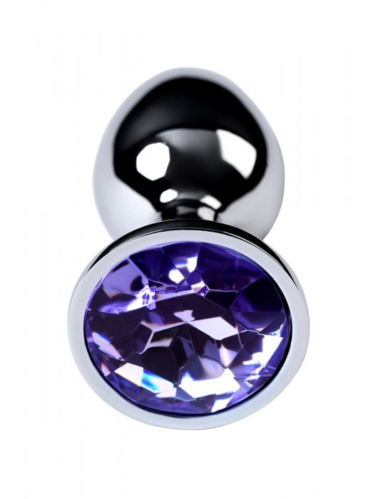 Серебристая конусовидная анальная пробка с фиолетовым кристаллом - 7 см. - ToyFa - купить с доставкой в Реутове