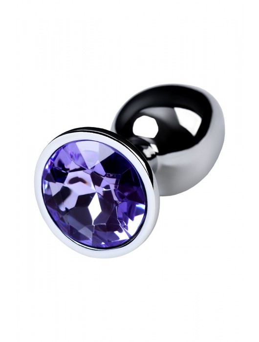 Серебристая конусовидная анальная пробка с фиолетовым кристаллом - 7 см. - ToyFa - купить с доставкой в Реутове