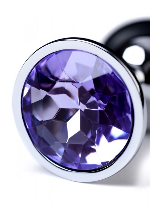 Серебристая конусовидная анальная пробка с фиолетовым кристаллом - 7 см. - ToyFa - купить с доставкой в Реутове
