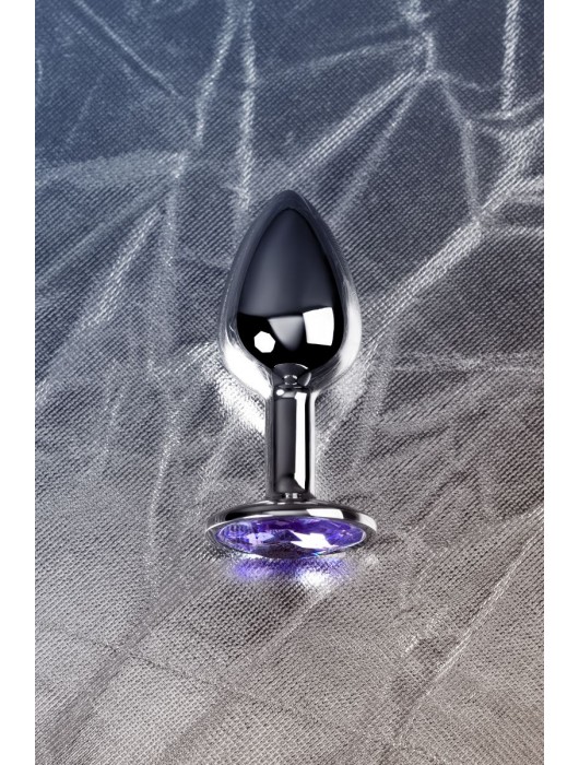 Серебристая конусовидная анальная пробка с фиолетовым кристаллом - 7 см. - ToyFa - купить с доставкой в Реутове
