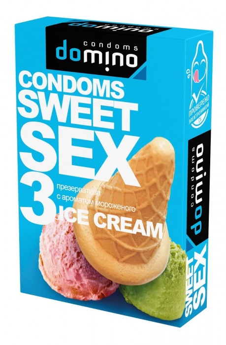 Презервативы для орального секса DOMINO Sweet Sex с ароматом мороженого - 3 шт. - Domino - купить с доставкой в Реутове