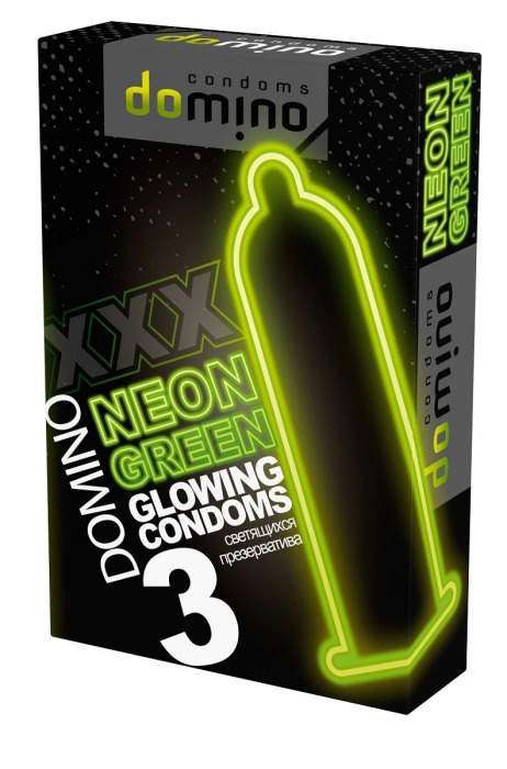 Презервативы DOMINO Neon Green со светящимся в темноте кончиком - 3 шт. - Domino - купить с доставкой в Реутове