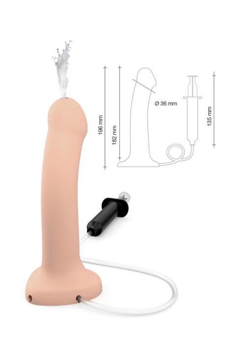 Телесный фаллос с имитацией эякуляции Silicon Cum Dildo L - 19,6 см. - Strap-on-me
