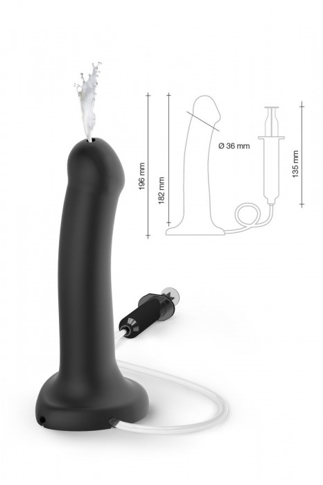 Черный фаллос с имитацией эякуляции Silicon Cum Dildo L - 19,6 см. - Strap-on-me - купить с доставкой в Реутове