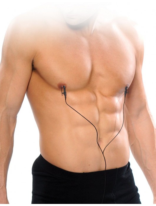 Черные электрические зажимы для сосков Shock Therapy Nipple Clamps - Pipedream - купить с доставкой в Реутове