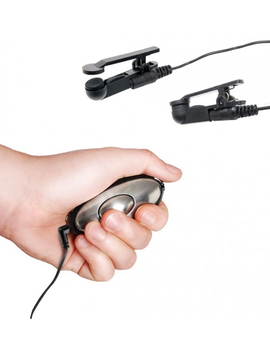 Черные электрические зажимы для сосков Shock Therapy Nipple Clamps - Pipedream - купить с доставкой в Реутове