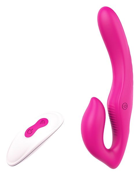 Ярко-розовый безремневой страпон REMOTE DOUBLE DIPPER - 22 см. - Dream Toys - купить с доставкой в Реутове