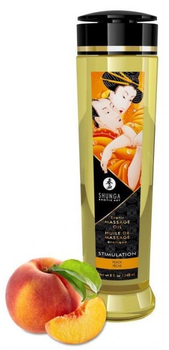 Массажное масло для тела с ароматом персика Stimulation - 240 мл. - Shunga - купить с доставкой в Реутове
