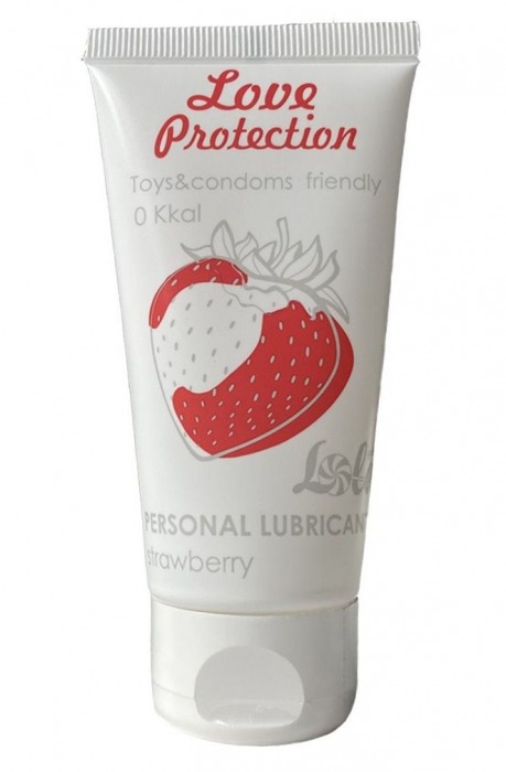 Лубрикант на водной основе с ароматом малины Love Protection Strawberry - 50 мл. - Lola Games - купить с доставкой в Реутове